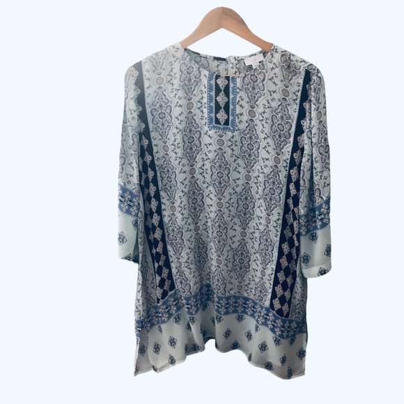 J.Jill tunic top boho light loose soft feminine cottage core coastal coverup - Picture 5 of 9
